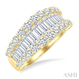 2 3/8 Ctw Baguette and Round Cut Diamond Fashion Band in 14K Yellow Gold