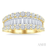 2 3/8 Ctw Baguette and Round Cut Diamond Fashion Band in 14K Yellow Gold