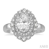 5/8 Ctw Oval Semi-Mount Round Cut Diamond Engagement Ring in 14K White Gold