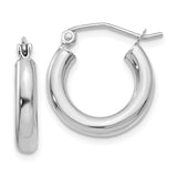 10k White Gold Hoop Earrings - 3mm