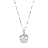 Platinum Finish Sterling Silver Micropave Simulated Diamond Pendant with Simulated Diamonds on 18