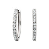 14k White Gold Diamond Hoop Huggies