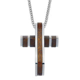 Stainless Steel Cross with Wood on 24