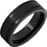 Black Ceramic Ring with Stone Finish