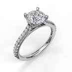 14k White Gold Semi Mount Ring With Diamond Band
