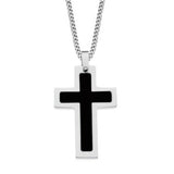 Black Matte & Steel Cross with Curb Chain – 24" Chain