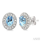 Oval Shape Gemstone & Diamond Earrings