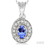 Oval Shape Gemstone & Diamond Pendant