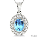 Oval Shape Gemstone & Diamond Pendant