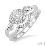 1/4 Ctw Diamond Wedding Set with 1/5 Ctw Lovebright Round Cut Engagement Ring and 1/20 Ctw Wedding Band in 14K White Gold