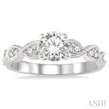 3/4 Ctw Diamond Engagement Ring with 1/2 Ct Round Cut Center Stone in 14K White Gold