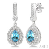 Pear Shape Gemstone & Diamond Earrings