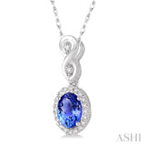 Oval Shape Gemstone & Diamond Pendant