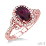 Oval Shape Gemstone & Diamond Ring