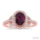 Oval Shape Gemstone & Diamond Ring