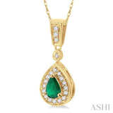 Pear Shape Gemstone & Diamond Pendant