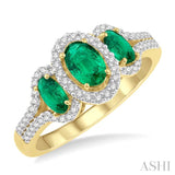 Oval Shape Past Present & Future Gemstone & Diamond Ring