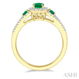 Oval Shape Past Present & Future Gemstone & Diamond Ring