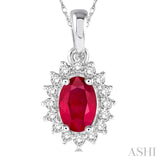 Oval Shape Gemstone & Diamond Pendant