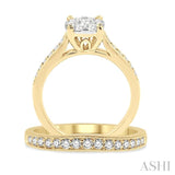 1.00 ctw Diamond Wedding Set with 3/4 ctw Lovebright Round Cut Engagement Ring and 1/4 ctw Wedding Band in 14K Yellow and White Gold