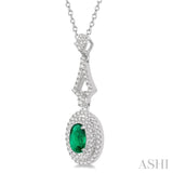 Oval Shape Gemstone & Diamond Pendant