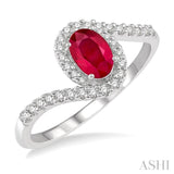 Oval Shape Gemstone & Diamond Ring