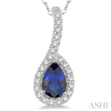 Pear Shape Gemstone & Diamond Pendant