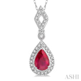 Pear Shape Gemstone & Diamond Pendant