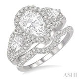 Pear Shape Past Present & Future Diamond Wedding Set