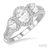 Oval Shape Past Present & Future Diamond Engagement Ring