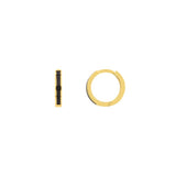 14K Yellow Gold Black Enamel Huggie Earrings – 12.35 × 2mm