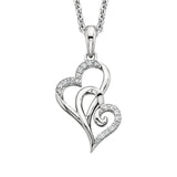 Sterling Silver Double Heart Necklace with White Topaz