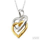 Twin Heart Shape 2 Stone Diamond Pendant