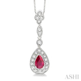 Pear Shape Gemstone & Diamond Pendant