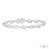 Silver Heart Shape Diamond Bracelet