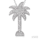 Silver Palm Tree Diamond Fashion Pendant