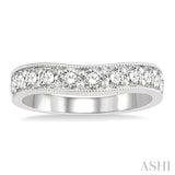 1 Ctw Arched Round Cut Diamond Wedding Band in 14K White Gold