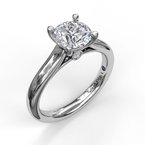14k White Gold Semi Mount Diamond Ring With Peek A Boo Diamond