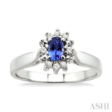 Oval Shape Gemstone & Diamond Ring