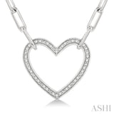Silver Heart Shape Paper Clip Diamond Fashion Pendant