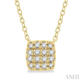 1/8 Ctw Cushion Shape Round Cut Diamond Petite Fashion Pendant With Chain in 10K Yellow Gold