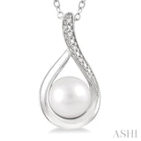 Silver Pearl & Diamond Pendant