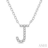 1/20 Ctw Initial 'J' Round Cut Diamond Pendant With Chain in 10K White Gold