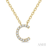 1/20 Ctw Initial 'C' Round Cut Diamond Pendant With Chain in 14K Yellow Gold