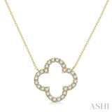 1/2 Ctw Clover Round Cut Diamond Necklace in 14K Yellow Gold