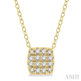 1/8 Ctw Cushion Shape Round Cut Diamond Petite Fashion Pendant With Chain in 14K Yellow Gold