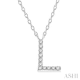 1/20 Ctw Initial 'L' Round Cut Diamond Pendant With Chain in 14K White Gold