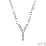 1/20 Ctw Initial 'Y' Round Cut Diamond Pendant With Chain in 14K White Gold