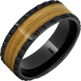 Barrel Aged Black Diamond Ceramic Ring with Chardonnay Wood Inlay