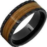 Barrel Aged Black Diamond Ceramic Ring with Single Malt Scotch Wood Inlay